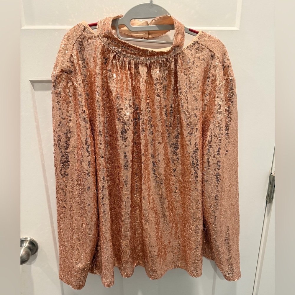 ELOQUII Rose Gold Sequin Top NWT Women’s Size 18 Party Blouse